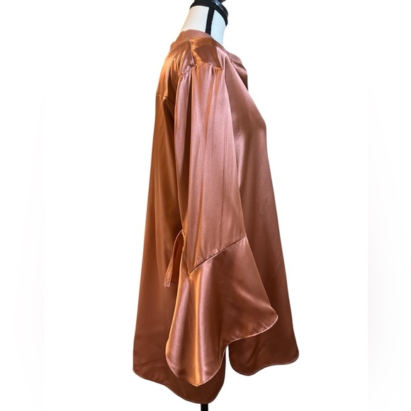 Lafayette 148 New York 100% Silk Copper Blouse with Bell Sleeves - Picture 6 of 7